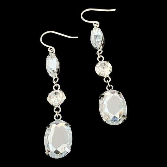 Vintage Earrings Faceted Stones 80s Runway Glam 1H - Picture 2 of 7
